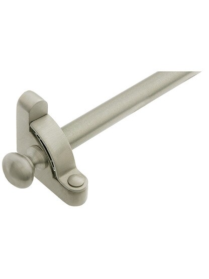 28 1/2 inch Heritage Round Tip Stair Rod - 1/2 inch Diameter Brass With Standard Brackets in Satin Nickel.